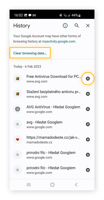 Clear youtube 2025 search history android